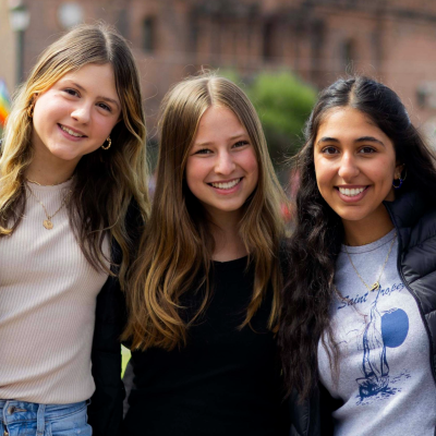 A group of young Projects Abroad participants stand outside in Cusco, Peru. A group of young Projects Abroad participants stand outside in Cusco, Peru.